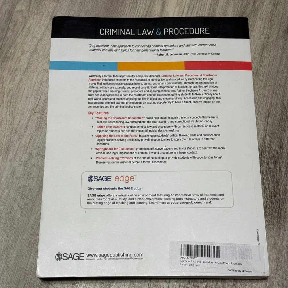 Stephanie A. Jirard.Criminal Law and Procedure: A Courtroom Approach 1st Edition